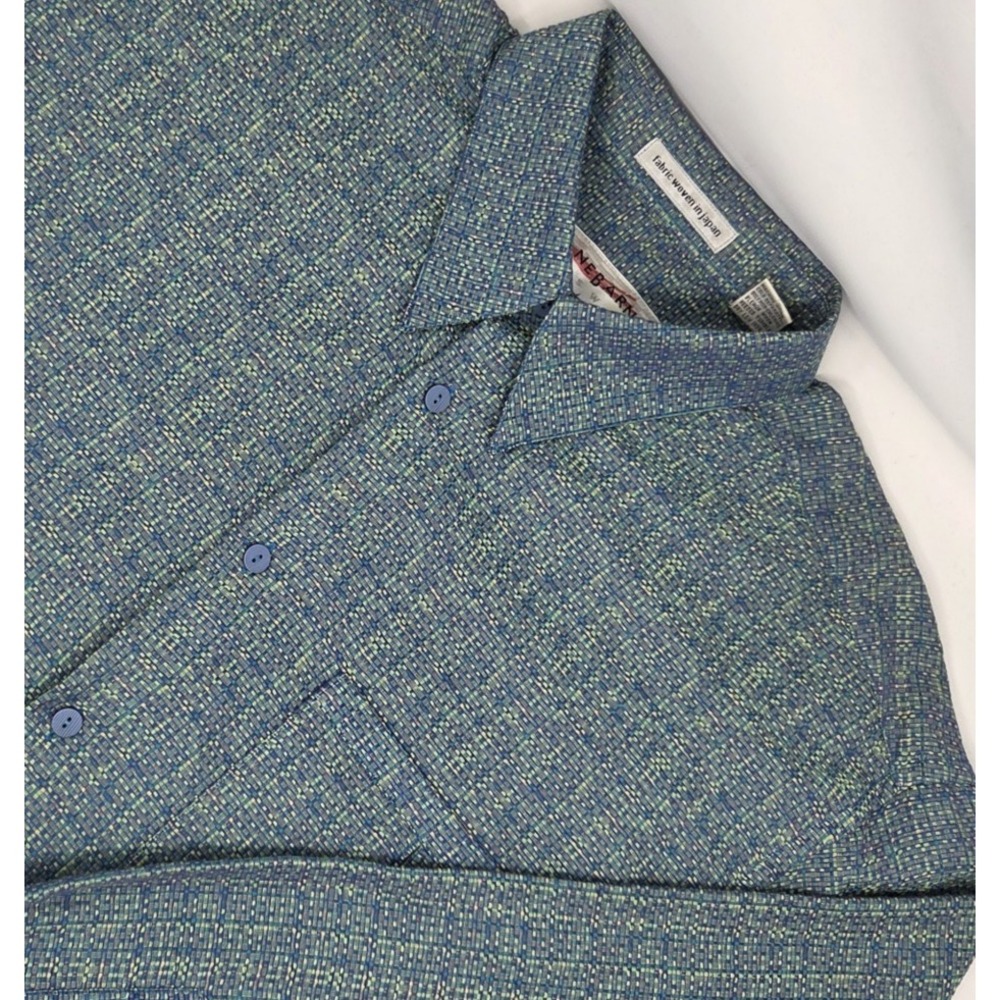 Jhane Barnes Geometric Textured Button Shirt Mens Medium Multicolor Long Sleeve